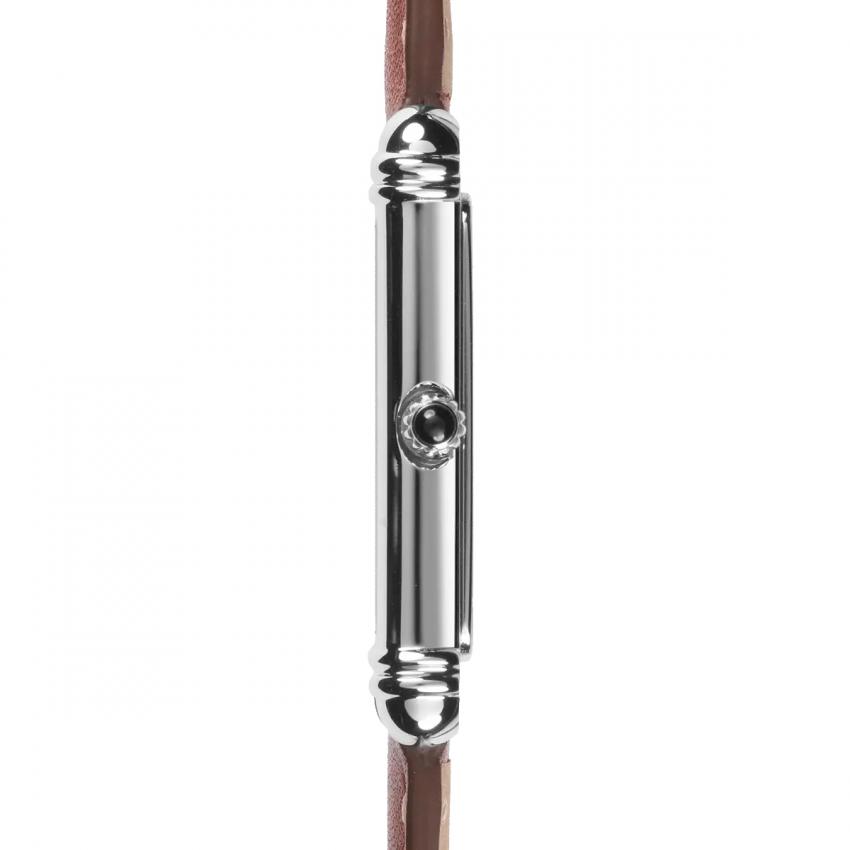 ART DÉCO – QUARTZ – ACIER & CUIR BRUN