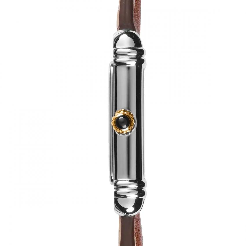 ART DÉCO – QUARTZ – BICOLORE & CUIR CAMEL