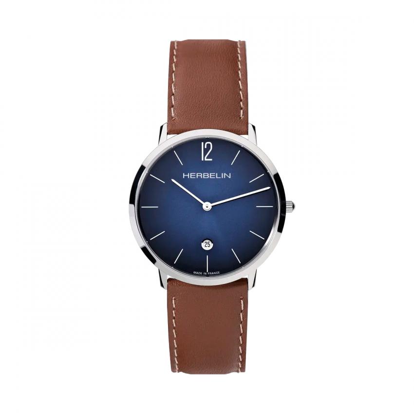 CITY – QUARTZ – BLEU & CUIR BRUN