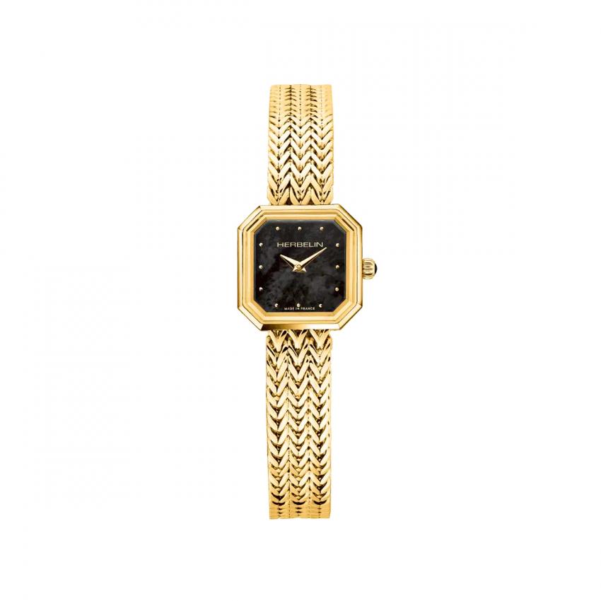 OCTOGÔNE – QUARTZ CARRÉ – DORÉ & NACRE NOIRE