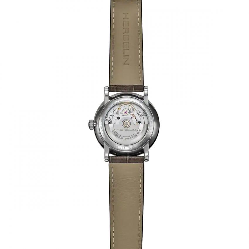 INSPIRATION – AUTOMATIQUE PHASE DE LUNE – ACIER & CUIR GRIS