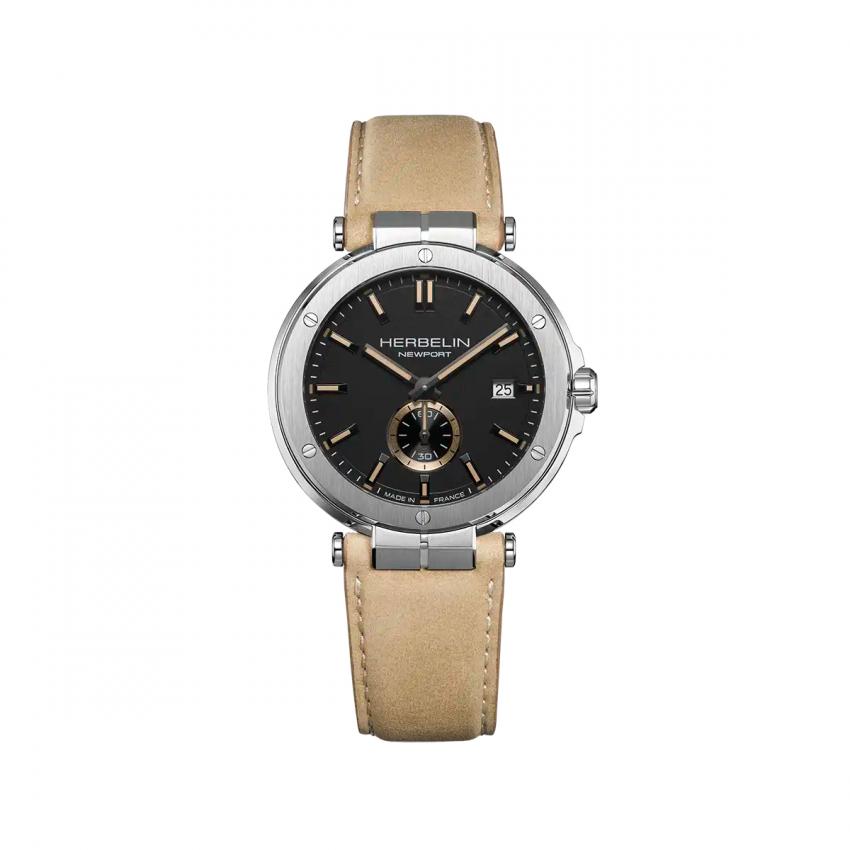 NEWPORT – QUARTZ – ACIER & CUIR BEIGE