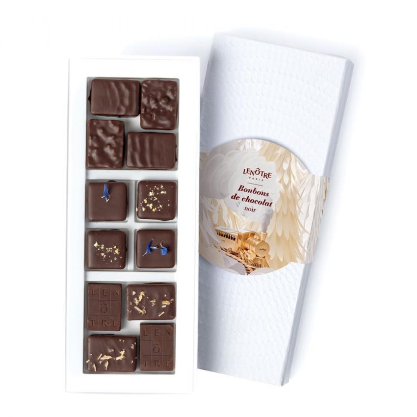 Coffret de 12 bonbons de chocolats noirs